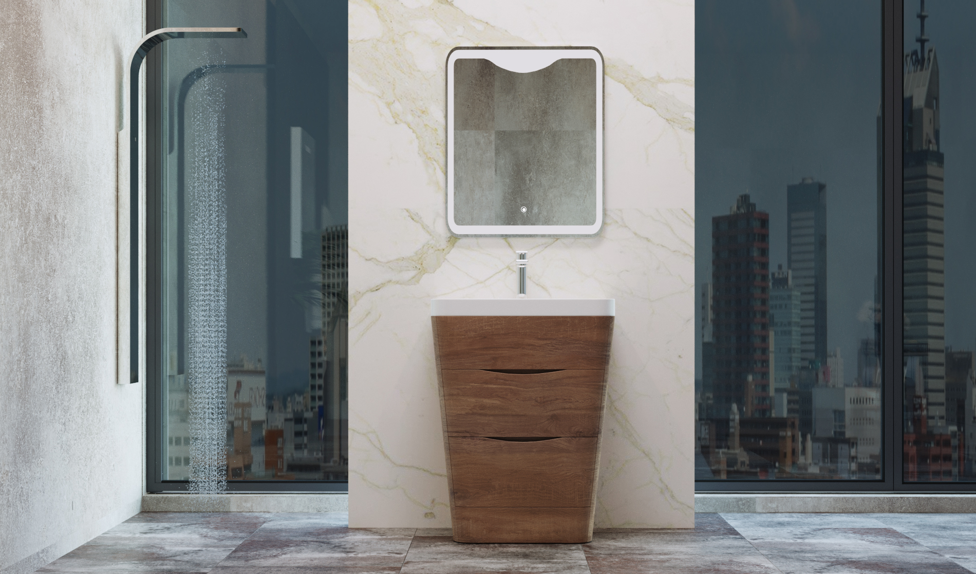 PIRAMID 650MM White Oak, FREE STANDING 